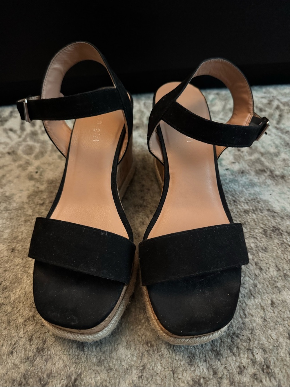 Madden Girl Black Suede Espadrille Wedge Sandals